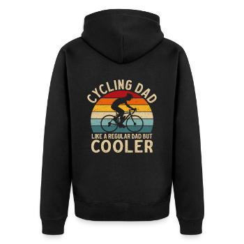 Radfahren Papa wie ein normaler Vater, aber cooler - Unisex Premium Bio Zip Hoodie - Schwarz - Hinten - Nico (187cm)