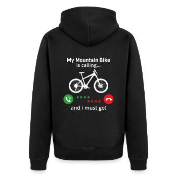 My Mountain bike is calling and i must go - Unisex Premium Organic Zip Hoodie - black - Back - Nico (187cm)