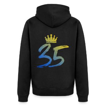 35 Numéro Couronne - Veste à capuche bio Premium Unisexe - noir - Dos - Nico (187cm)
