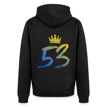 53 Number crown - Unisex Premium Organic Zip Hoodie - black - Back - Nico (187cm)