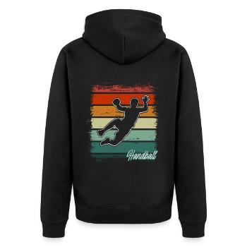 Handball Handballer - Unisex Premium Bio Zip Hoodie - Schwarz - Hinten - Nico (187cm)