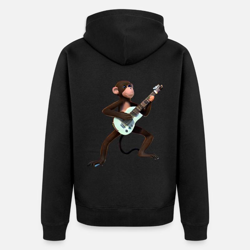 Guitariste Monkey - Veste à capuche bio Premium Unisexe - noir