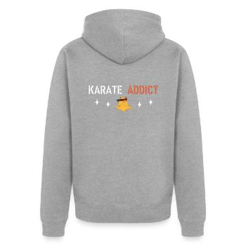 Karaté addict - Veste à capuche bio Premium Unisexe - gris chiné - Dos - Nico (187cm)
