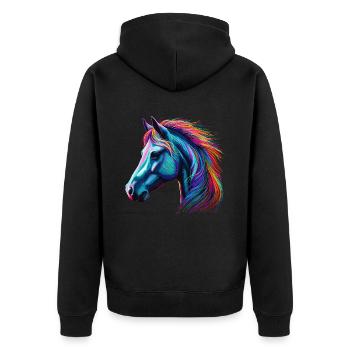 Chevaux Cheval Tête de Cheval Amoureux Néon Coloré - Veste à capuche bio Premium Unisexe - noir - Dos - Nico (187cm)