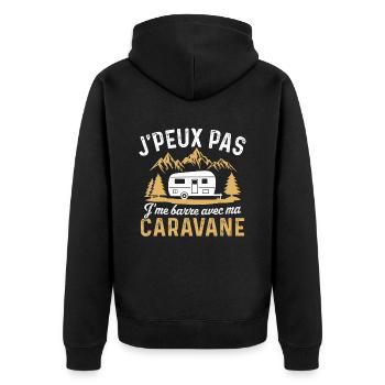 J'peux pas j'me barre avec ma caravane - Veste à capuche bio Premium Unisexe - noir - Dos - Nico (187cm)