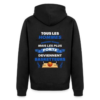 Cadeau homme humour basketball ballon de basket - Veste à capuche bio Premium Unisexe - noir - Dos - Nico (187cm)