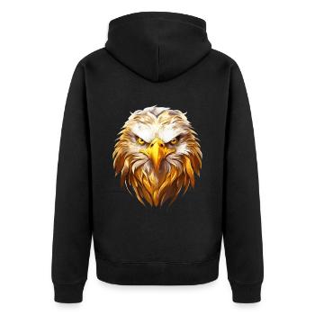 Eagle Head Gold Bird of Prey Bird Animal Nature - Veste à capuche bio Premium Unisexe - noir - Dos - Nico (187cm)