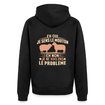 Eh oui je sens le mouton - Veste à capuche bio Premium Unisexe - noir - Dos - Nico (187cm)