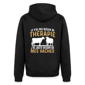 j'ai juste besoin de mes vaches - Veste à capuche bio Premium Unisexe - noir - Dos - Nico (187cm)