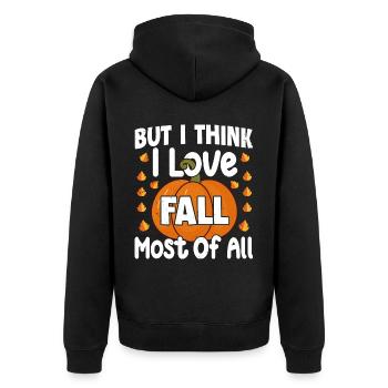 Herbst - Unisex Premium Bio Zip Hoodie - Schwarz - Hinten - Nico (187cm)