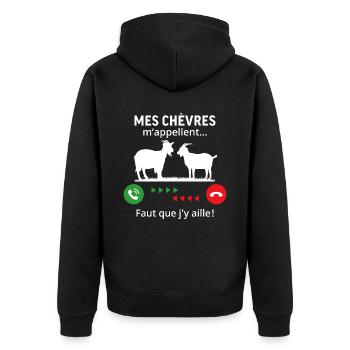 mes chèvres m'appellent faut que j'y aille! - Veste à capuche bio Premium Unisexe - noir - Dos - Nico (187cm)