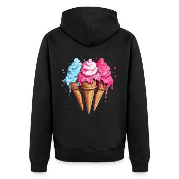 Eiscreme Eis Sommer - Unisex Premium Bio Zip Hoodie - Schwarz - Hinten - Nico (187cm)