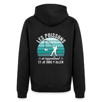 les poissons m'appellent et je dois y aller - Veste à capuche bio Premium Unisexe - noir - Dos - Nico (187cm)