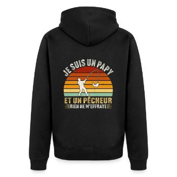je suis un papy et un pêcheur rien ne m'effraye - Veste à capuche bio Premium Unisexe - noir - Dos - Nico (187cm)