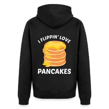 Pfannenkuchen - Unisex Premium Bio Zip Hoodie - Schwarz - Hinten - Nico (187cm)