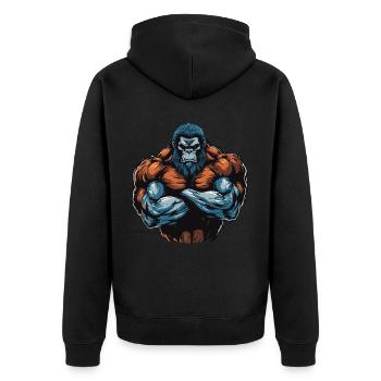 Gorilla Bodybuilding Muscles - Unisex Premium Organic Zip Hoodie - black - Back - Nico (187cm)