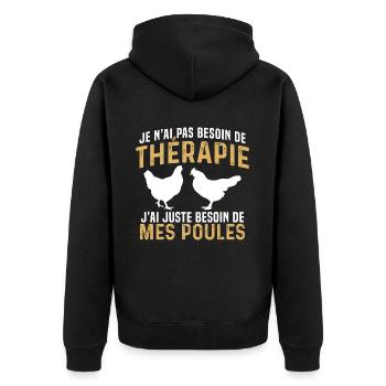 j'ai juste besoin de mes poules - Veste à capuche bio Premium Unisexe - noir - Dos - Nico (187cm)
