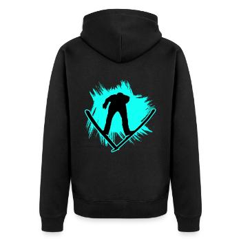 Ski jumping - Unisex Premium Organic Zip Hoodie - black - Back - Nico (187cm)