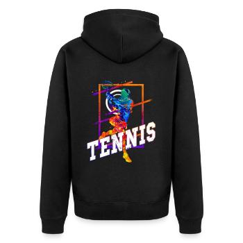 Tennis Tennis Player Woman Sport Match Club Fan - Unisex Premium Organic Zip Hoodie - black - Back - Nico (187cm)