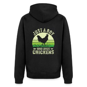 Juste un garçon qui aime les poulets - Veste à capuche bio Premium Unisexe - noir - Dos - Nico (187cm)