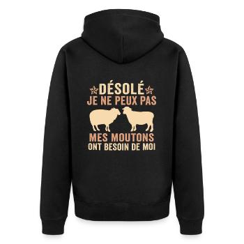 mes moutons ont besoin de moi - Veste à capuche bio Premium Unisexe - noir - Dos - Nico (187cm)