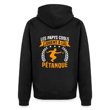 Les Papys Cools jouent à la pétanque - Veste à capuche bio Premium Unisexe - noir - Dos - Nico (187cm)