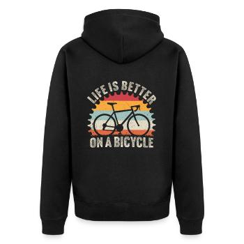 Das Leben ist besser auf einem Fahrrad T-Shirt Fahrrad Fahrrad - Unisex Premium Bio Zip Hoodie - Schwarz - Hinten - Nico (187cm)