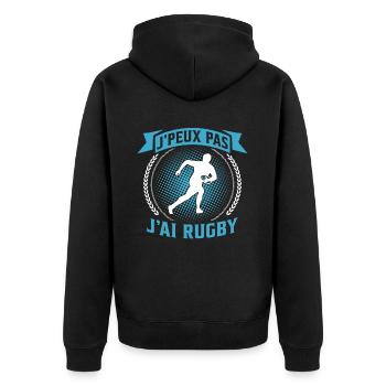 je peux pas j'ai rugby - Veste à capuche bio Premium Unisexe - noir - Dos - Nico (187cm)