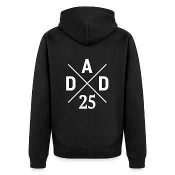 Papa 25 Papa ist 2025 frischgebackener Vater - Unisex Premium Bio Zip Hoodie - Schwarz - Hinten - Nico (187cm)
