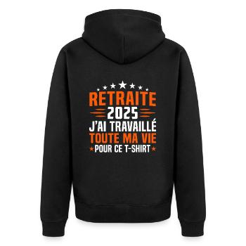 Retraité en 2025 cadeau retraité 2025 - Veste à capuche bio Premium Unisexe - noir - Dos - Nico (187cm)