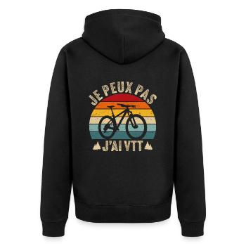 Je peux pas J'ai VTT Cadeau Vététiste - Veste à capuche bio Premium Unisexe - noir - Dos - Nico (187cm)