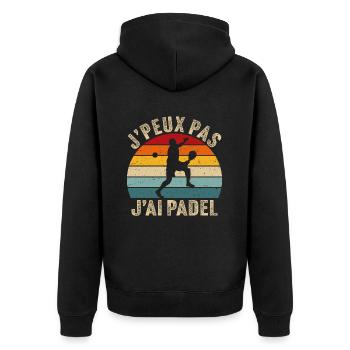 Retro j'ai padel padeliste joueur de padel - Veste à capuche bio Premium Unisexe - noir - Dos - Nico (187cm)