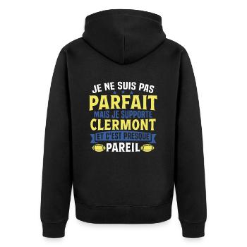 Rugby clermot cadeau de rugby de clermont - Veste à capuche bio Premium Unisexe - noir - Dos - Nico (187cm)