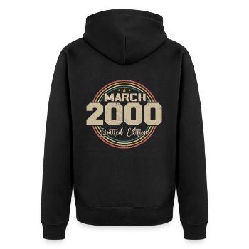 Tolles Geschenk zum Geburtstag 2000 seit März 2000 - Unisex Premium Bio Zip Hoodie - Schwarz - Hinten - Nico (187cm)