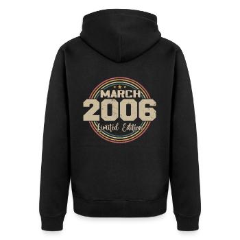 Awesome seit März 2006 Geburtstag 2006 Geschenk - Unisex Premium Bio Zip Hoodie - Schwarz - Hinten - Nico (187cm)