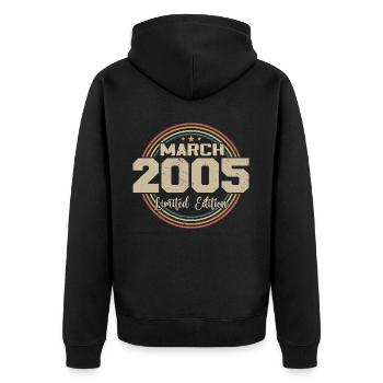 Awesome seit März 2005 Geburtstag 2005 Geschenk - Unisex Premium Bio Zip Hoodie - Schwarz - Hinten - Nico (187cm)