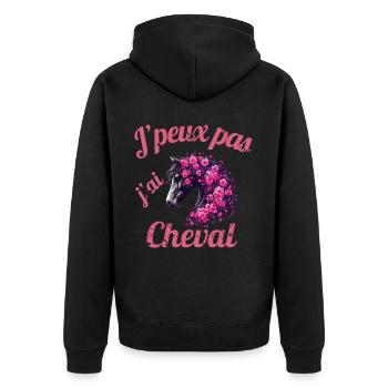 J peux pas j ai Cheval - Veste à capuche bio Premium Unisexe - noir - Dos - Nico (187cm)