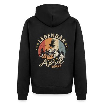 April 1967 Jahrgang geboren Vintage Geburtstag - Unisex Premium Bio Zip Hoodie - Schwarz - Hinten - Nico (187cm)