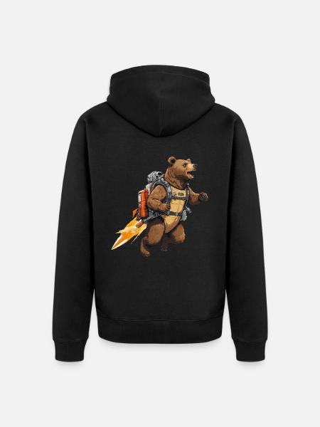 Rocket Bear - Unisex Premium Organic Zip Hoodie - black