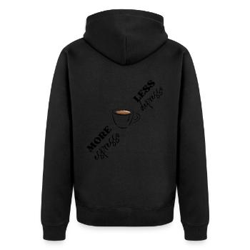 More espresso less despresso diag - Unisex Premium Bio Zip Hoodie - Schwarz - Hinten - Nico (187cm)