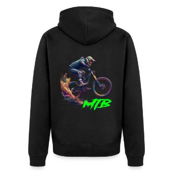 MTB Bike - Unisex Premium Bio Zip Hoodie - Schwarz - Hinten - Nico (187cm)