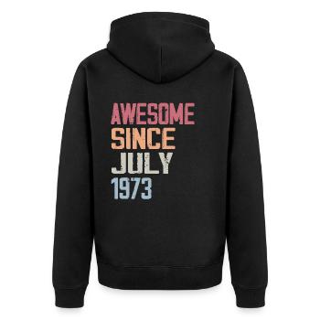 Juillet 1973 Cadeau Anniversaire Juillet 1973 - Veste à capuche bio Premium Unisexe - noir - Dos - Nico (187cm)