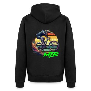 MTB Bike - Unisex Premium Bio Zip Hoodie - Schwarz - Hinten - Nico (187cm)