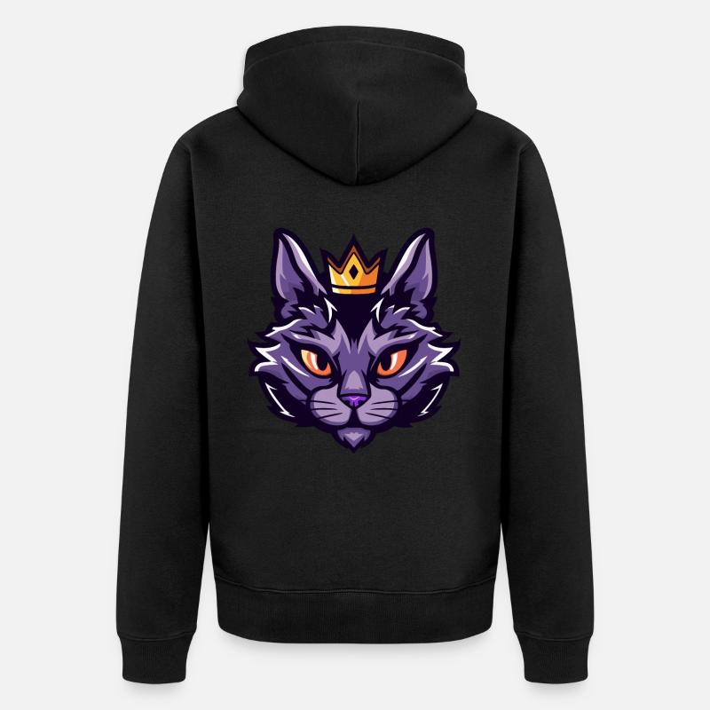 Katze Symbol Krone - Unisex Premium Bio Zip Hoodie - Schwarz