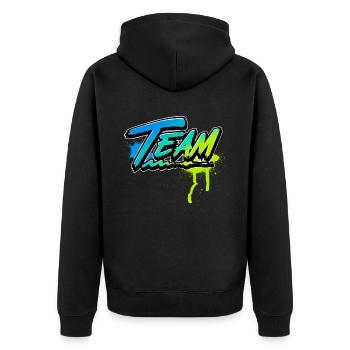 team - Unisex Premium Organic Zip Hoodie - black - Back - Nico (187cm)