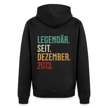 Legendär. Seit. Dezember. 2013. Retro Birthday - Unisex Premium Bio Zip Hoodie - Schwarz - Hinten - Nico (187cm)