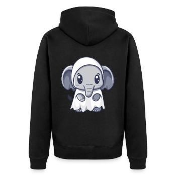 Mammut Halloween Comic Geist - Unisex Premium Bio Zip Hoodie - Schwarz - Hinten - Nico (187cm)