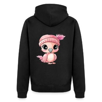 flamant rose mignon mignon bébé enfants animal dessin animé - Veste à capuche bio Premium Unisexe - noir - Dos - Nico (187cm)