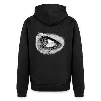 Beautiful woman eye in full mascara - Unisex Premium Organic Zip Hoodie - black - Back - Nico (187cm)