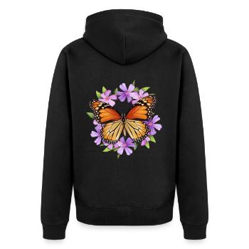 Schmetterling Monarchfalter Bunt Schmetterlinge - Unisex Premium Bio Zip Hoodie - Schwarz - Hinten - Nico (187cm)